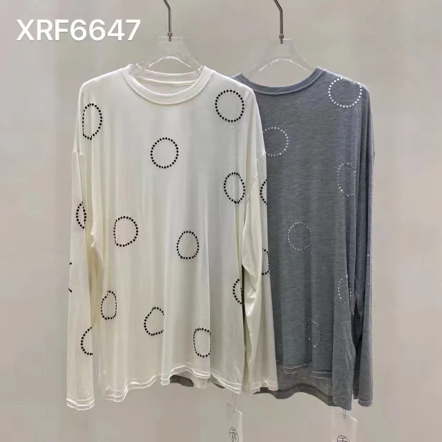 6647简约休闲慵懒打底衫阔版气质百搭长袖T恤He