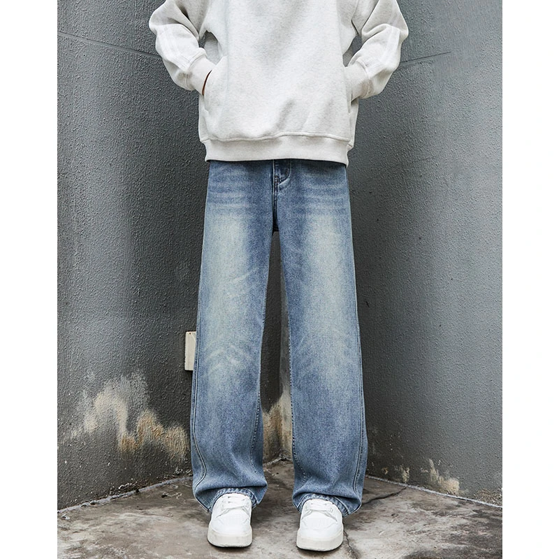 2025夏季新款牛仔裤男生美式高街痞帅宽松垂感复古水洗潮牌直筒裤