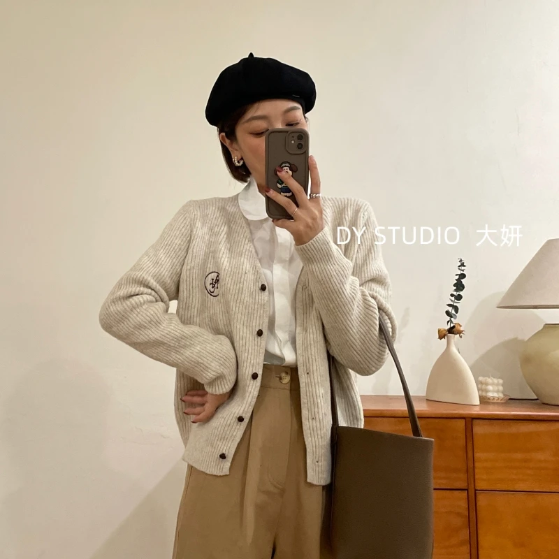 DAYAN小个子秋冬韩系简约百搭休闲长袖开衫上衣外穿8290