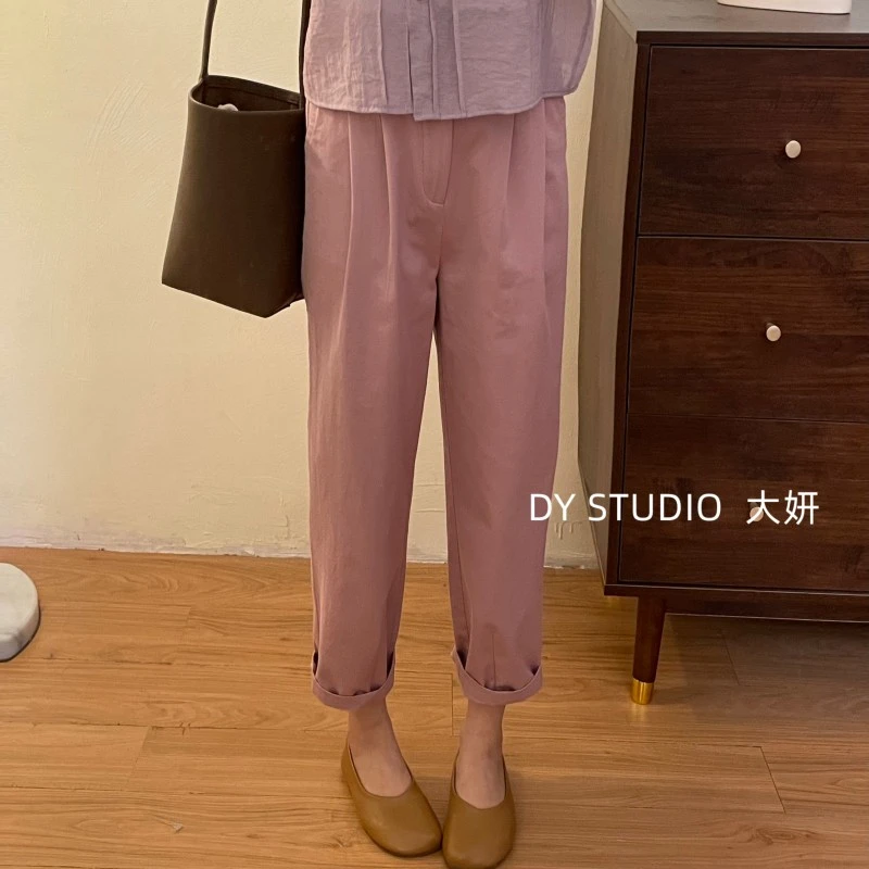 DAYAN小个子定制窄版秋季显瘦小脚休闲百搭九分萝卜裤9039