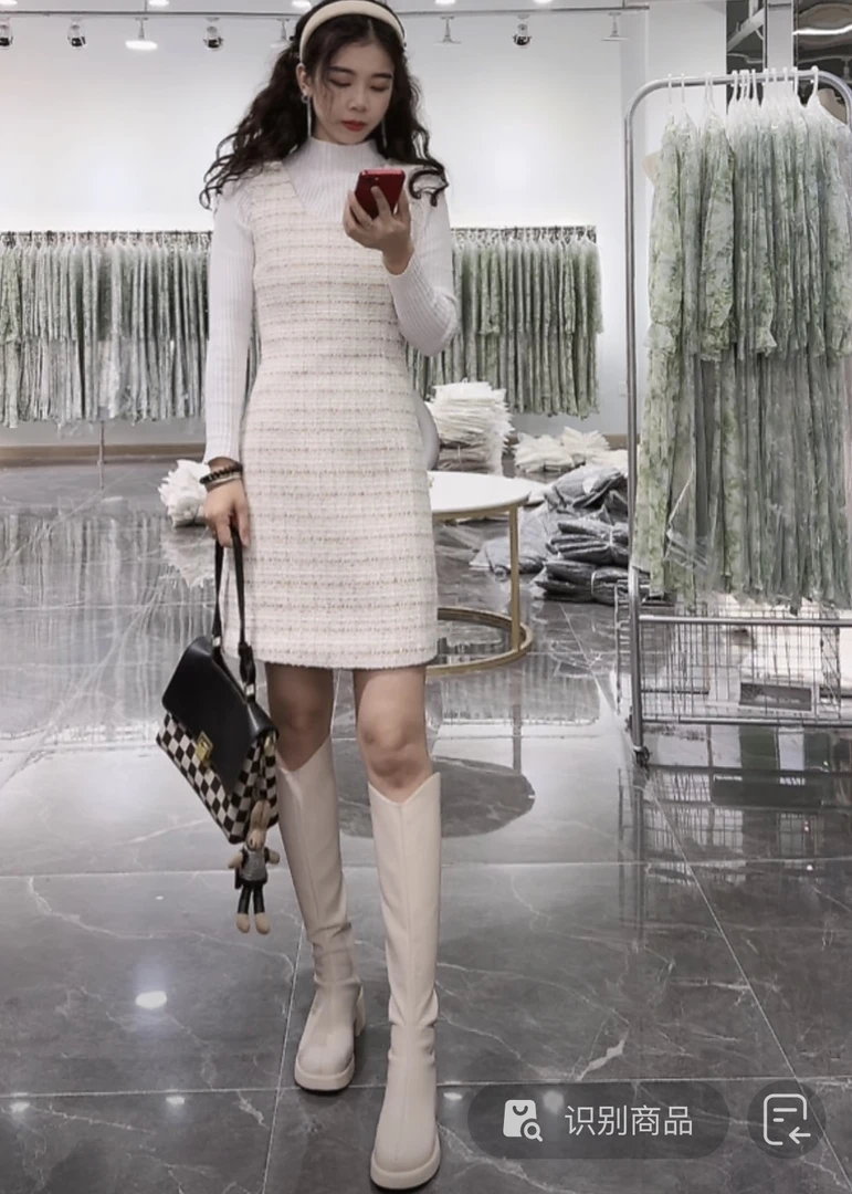 【ONE】NN745-时尚小香风马夹裙裙子显瘦气质条纹包臀秋冬百搭