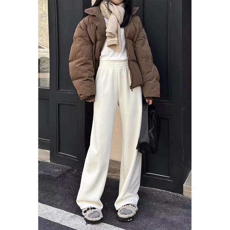 【LM定制】NN3500-时尚休闲裤显瘦高腰百搭宽松拖地保暖设计感