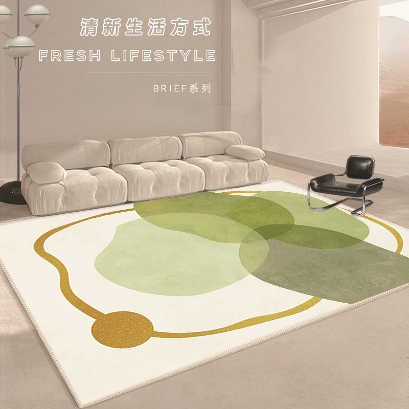 客厅地毯吸水耐脏高级轻奢绿色奶油风地毯ins风卧室沙发茶几地垫