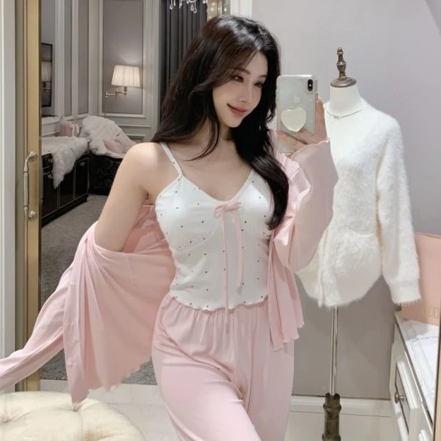 Aurora Dream睡衣女【恋恋倾心】定制款甜欲风波点吊带三件套带胸垫