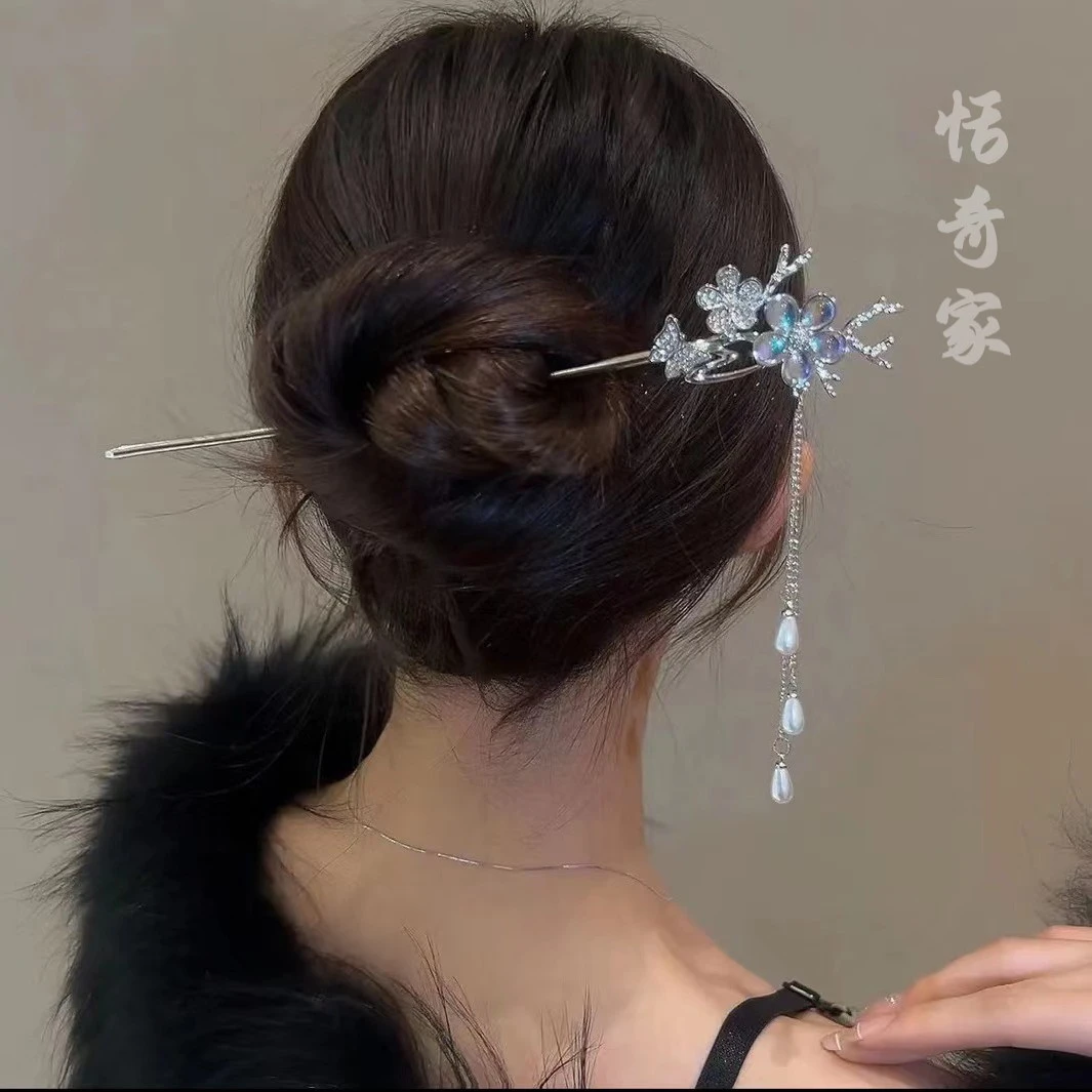 恬奇家 “迎春开放"梅花蝴蝶猫猫石发簪简约个性超仙款新中式优雅