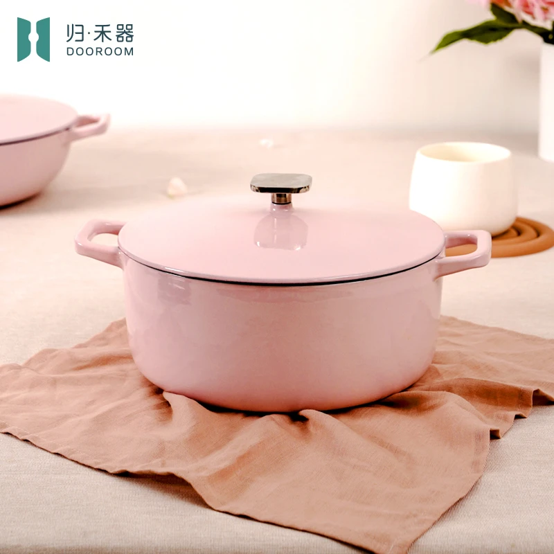 【新品炖锅】小方钮系列珐琅锅炖锅家用煲汤炖肉必备易清洗铸铁锅G