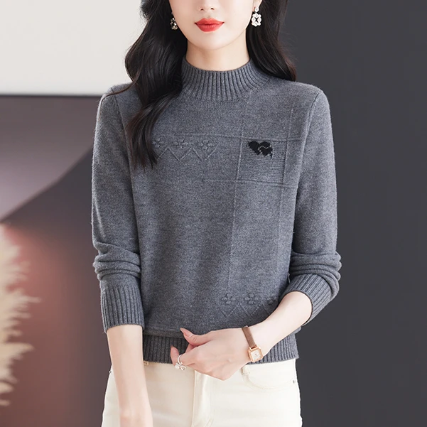 半高领打底衫女秋冬内搭保暖长袖针织衫上衣妈妈装高级感洋气毛衣