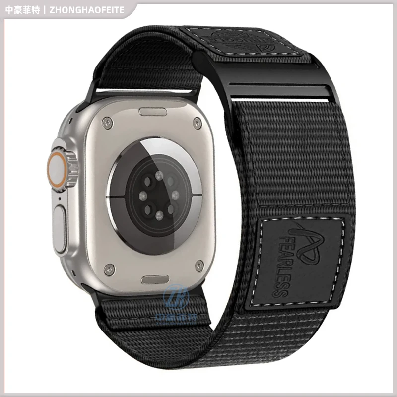 适用AppleWatchUltra表带编织高山苹果S10表带野径回环魔术贴男士