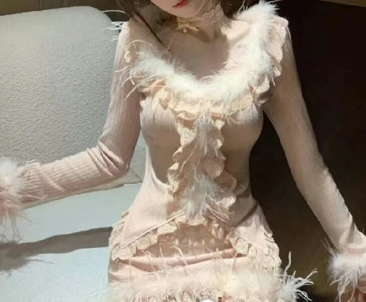 纠结-毛毛针织上衣套装11051