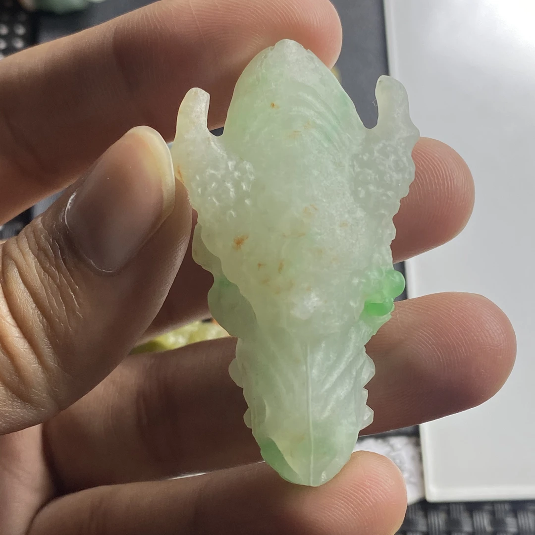 天然翡翠毛货精雕特色龙骨出人头地长长久久生生不息