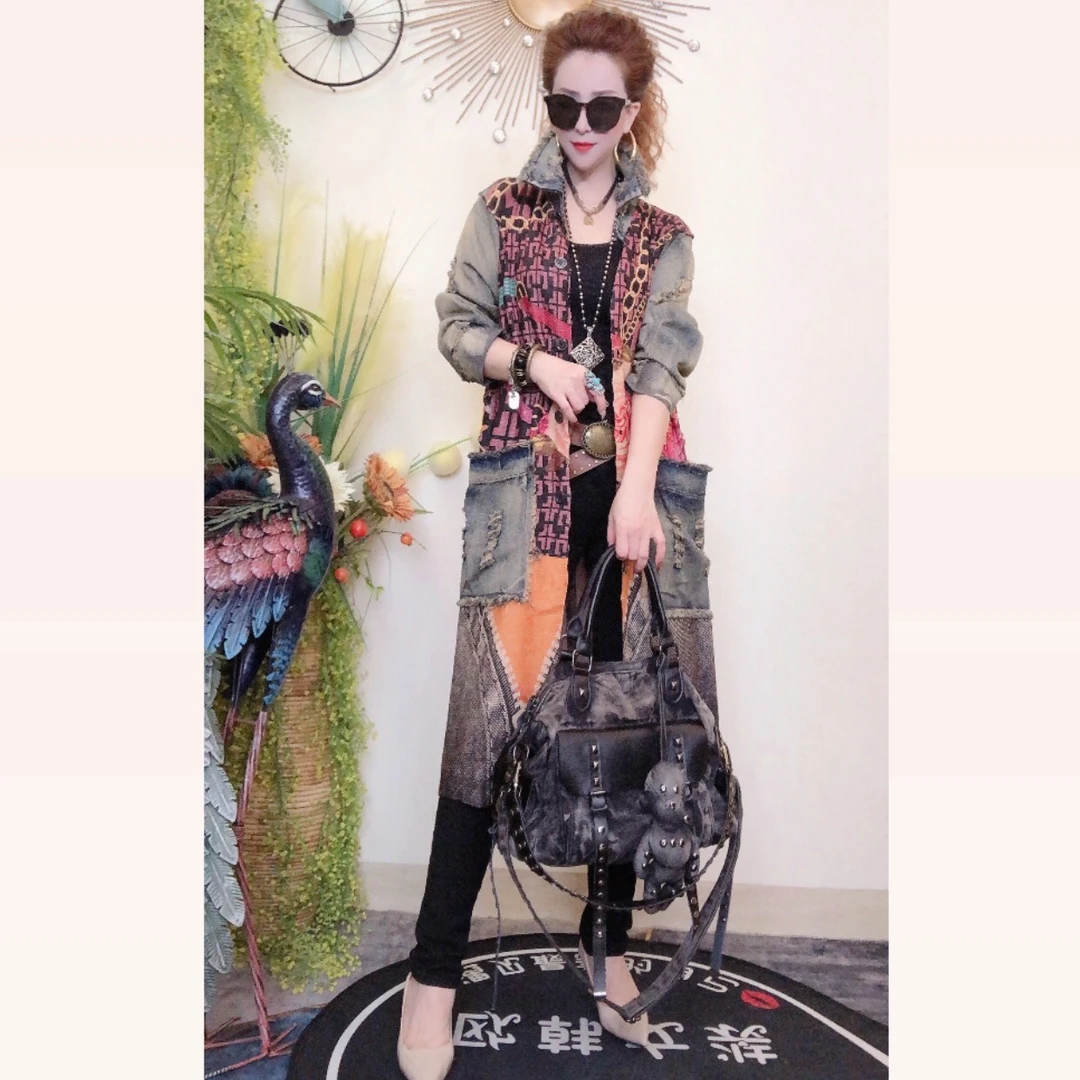 【秀女推荐】新款复古牛仔拼接外套时尚休闲个性显瘦百搭潮流外套