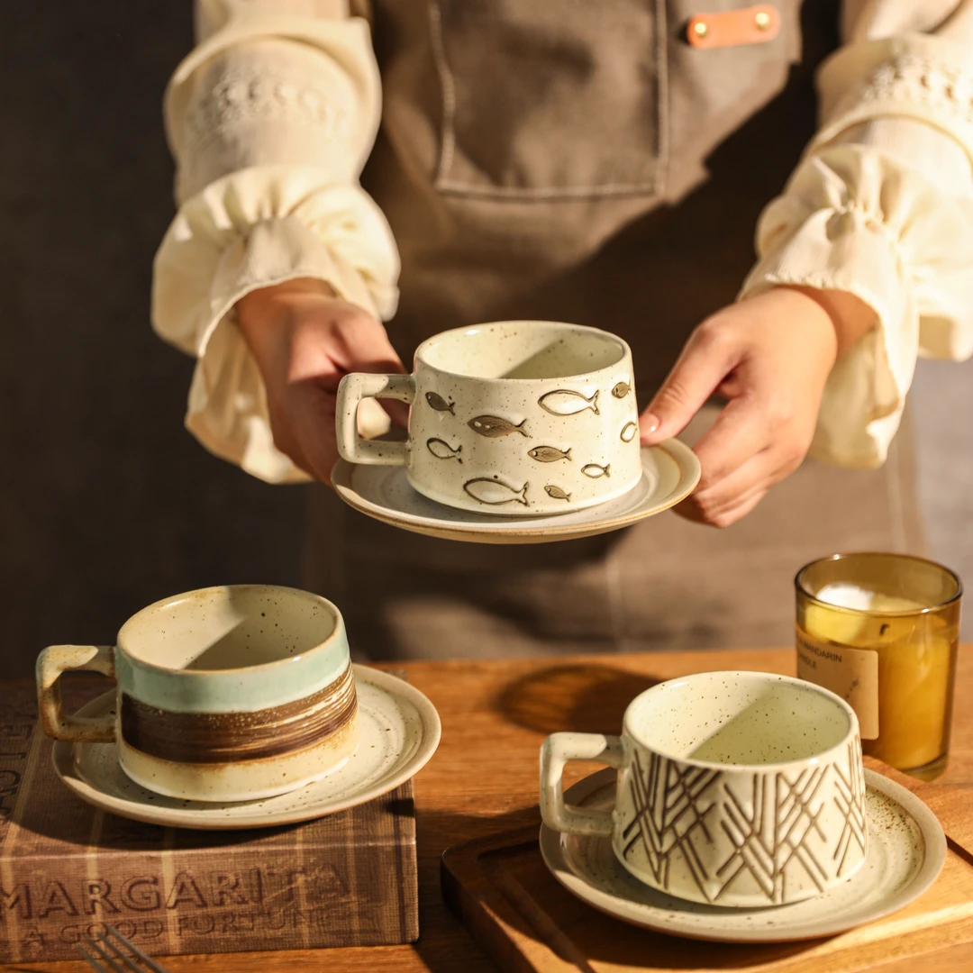 舍里陶瓷咖啡杯套装复古创意办公室下午茶具茶杯家用挂耳咖啡杯子