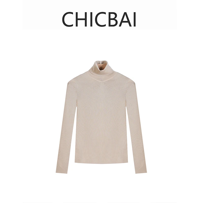 CHIC白 JCLP匠心系列 必入的纯色经典气质高领扬子羊毛打底衫