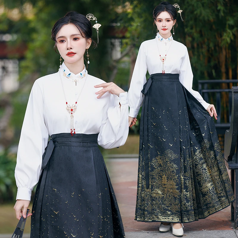 原创汉服织金炫彩点翠曹县马面裙中国风高腰百搭新中式国风民族风