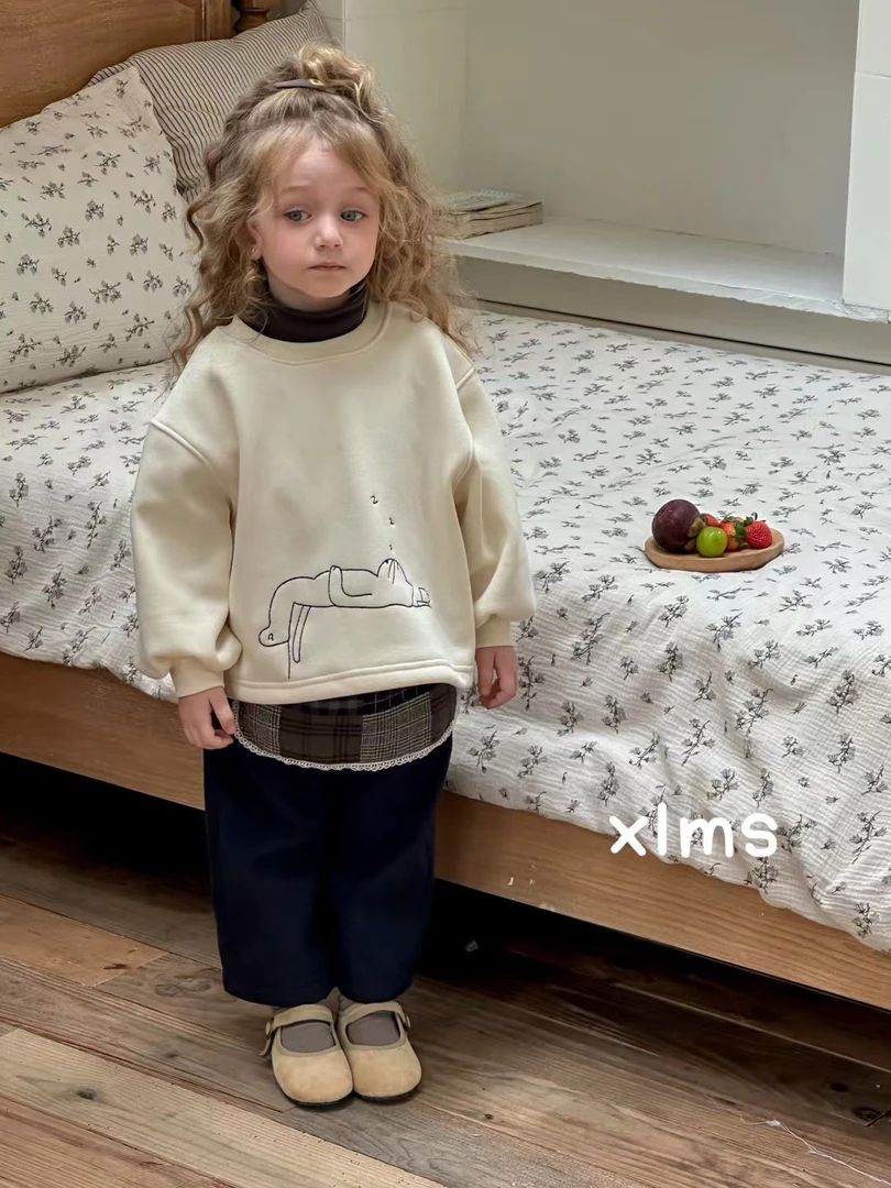 小鹿慕水 2024冬款圆领加绒卫衣24809  藏青色裤子24756