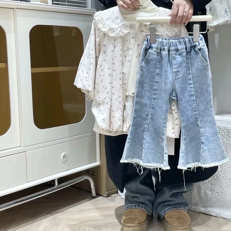 24110 小鹿慕水2024春款牛仔裤喇叭裤