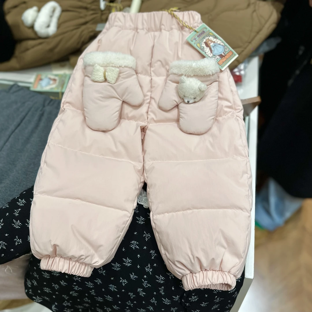 7seven 女童冬款加厚羽绒裤可爱口袋保暖裤一条过冬7390