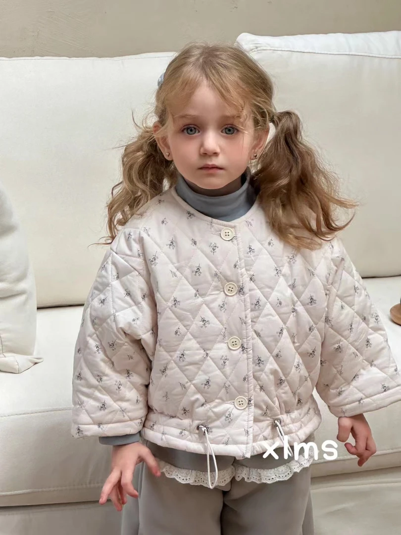 小鹿慕水2024冬款加厚碎花圆领棉衣24701