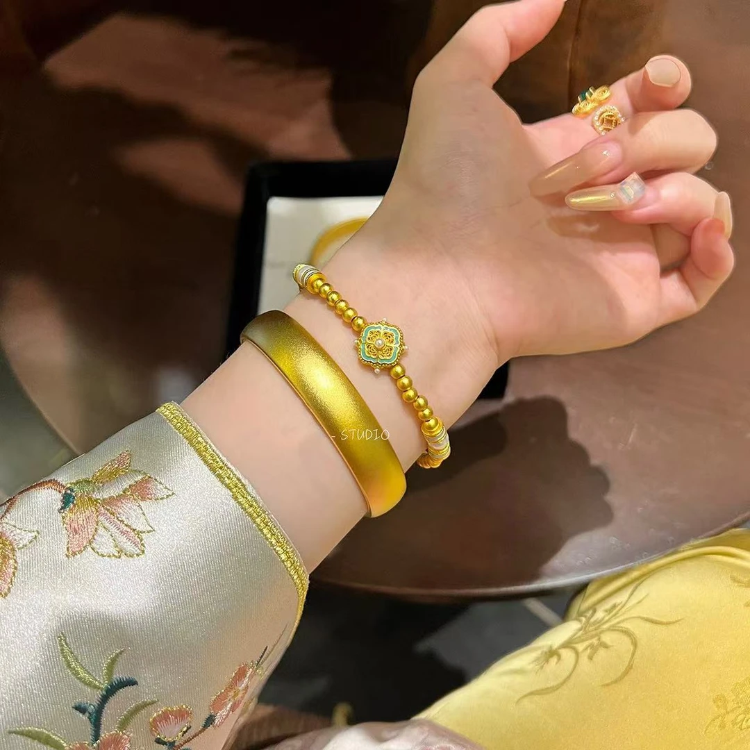 「升级版」1084古法传承加厚泥鳅背宽面轮胎素圈手镯