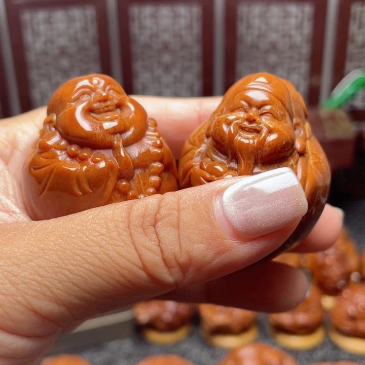【闪购商品】橄榄核核雕35左右财迷一对