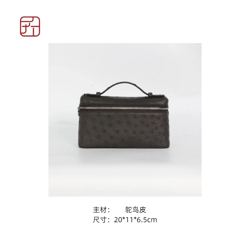 匠人乔皮具【鸵鸟饭盒包】时尚休闲鸵鸟皮新款经典女士单肩斜挎包