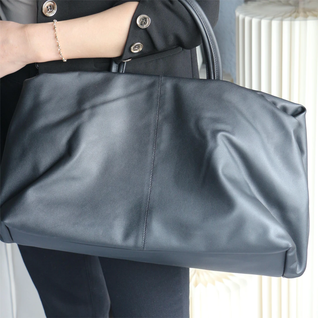 【TR云朵包】时尚气质女士休闲百搭黑色真皮简约手提单肩包