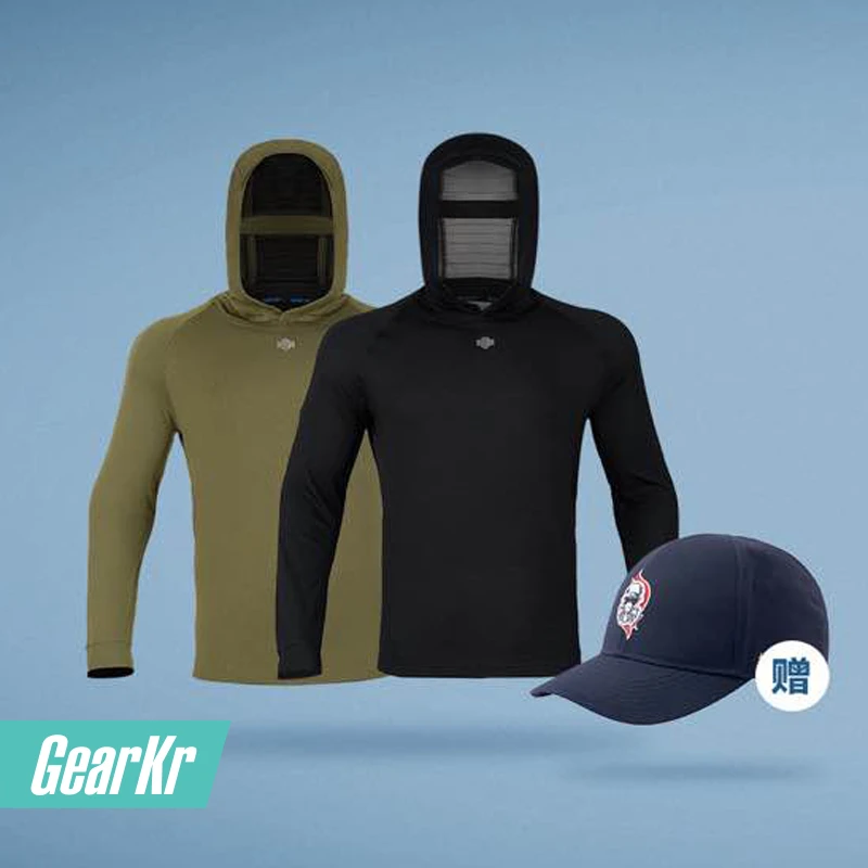 单导24款基础款连帽长袖男士针织遮热防晒排汗速干透气户外春秋夏