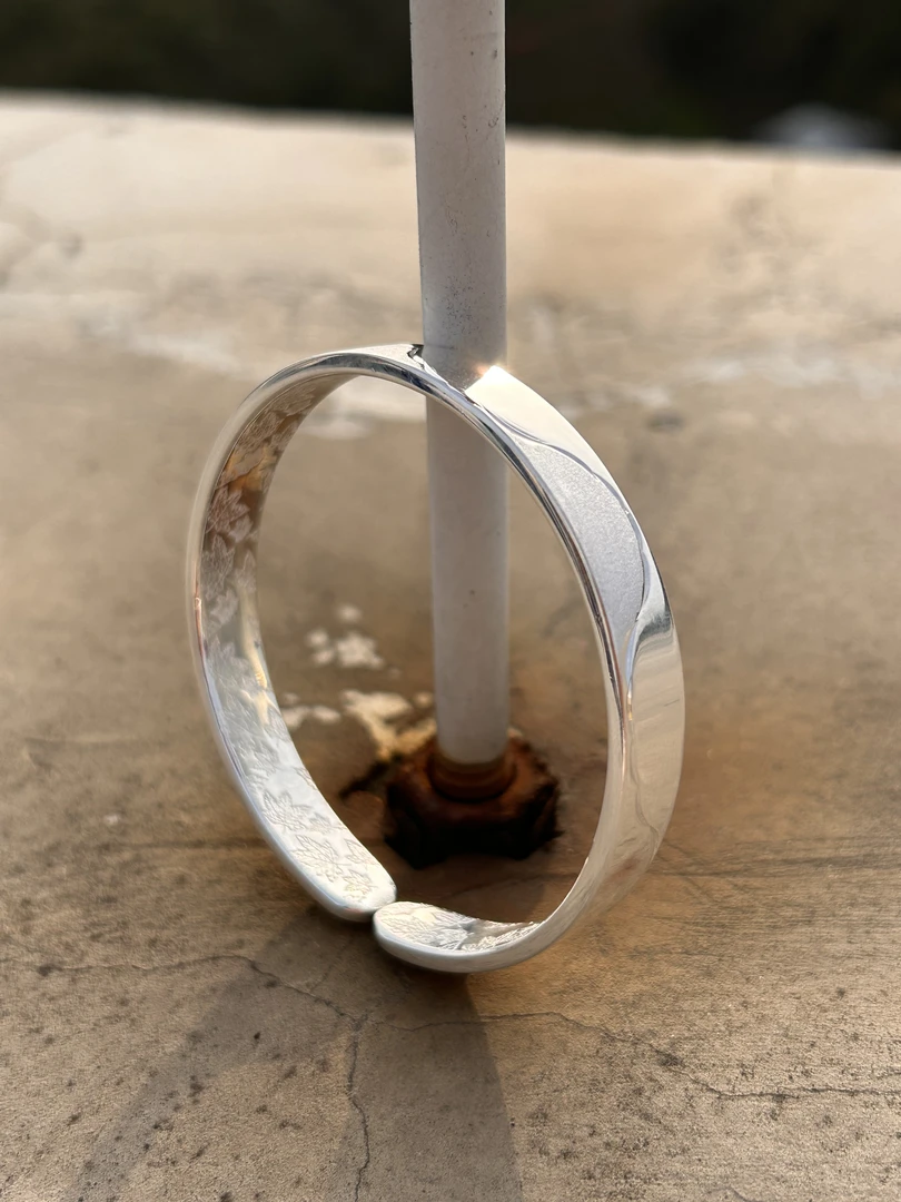 足银手镯 足银手镯9999纯银8mm油压齐口经典素款2023时尚百搭新款