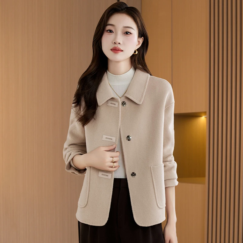 小香风双面大衣女秋冬2025新款爆小个子短款嘉兴濮院毛呢外套