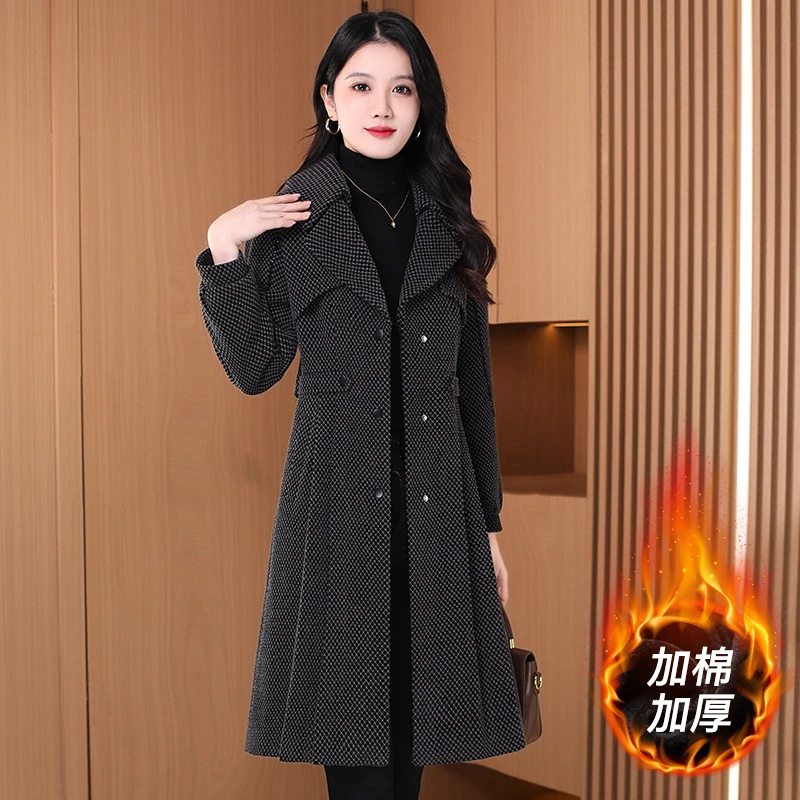 【可蓓儿】嘉兴格纹小香风斗篷毛呢外套2025冬季新款气质高级妈妈装