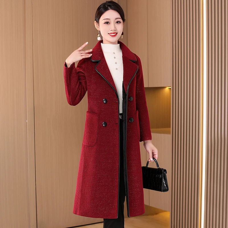 【可蓓儿】红色贵夫人时尚毛呢外套2025新款秋冬季爆款加厚高妈妈装