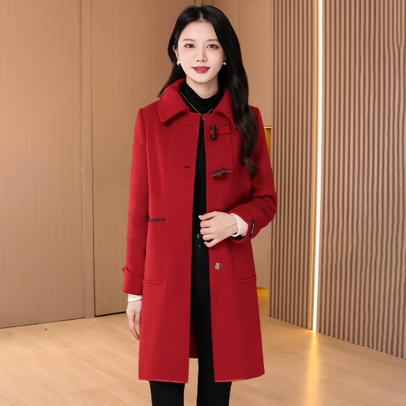 2025年新款女装双面毛呢大衣外套女2025新款秋冬高级本命年贵夫人