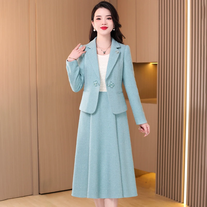 【可蓓儿】2025年新款女装小香风西装连衣裙2025新款女春秋爆妈妈装