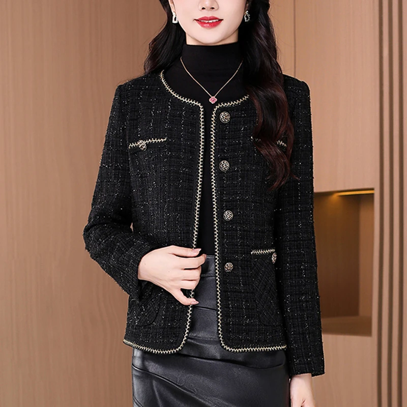 嘉兴小香风短款毛呢外套女2024新款冬季高端小个子品牌贵夫人上衣