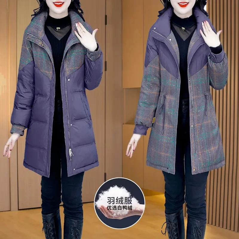 九江白鸭绒中长款羽绒服2025新款女冬季时尚洋气高端加厚品牌袄子