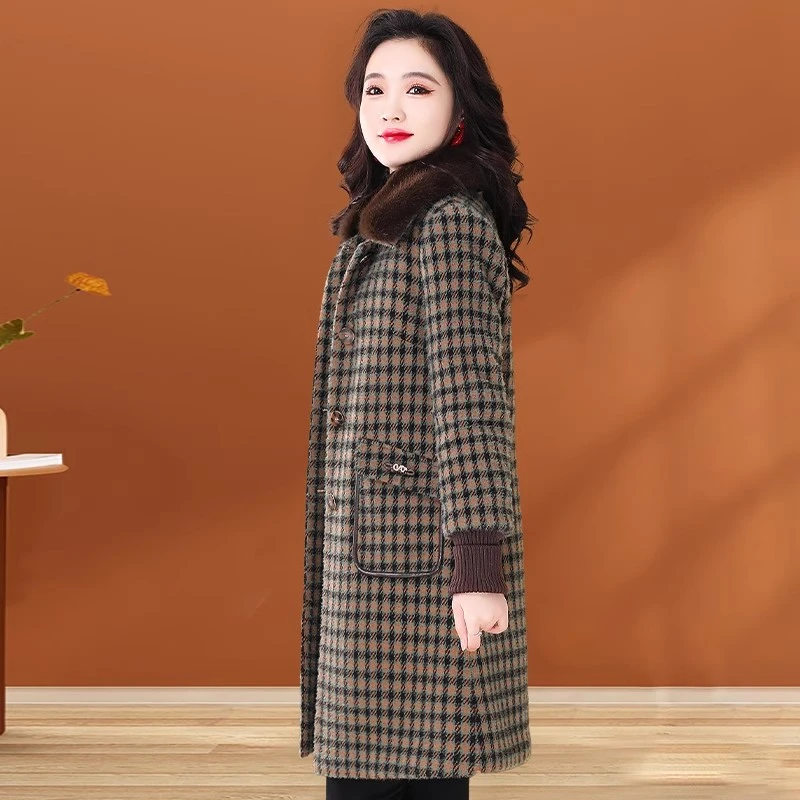 格子气质高级感毛呢外套女士2025新款秋冬今年流行小个子加厚大衣
