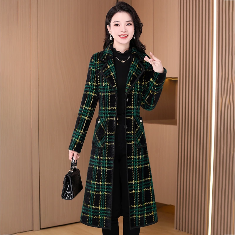 嘉兴毛呢外套女款秋冬装2025新款高端品牌中长款妈妈双面呢子大衣