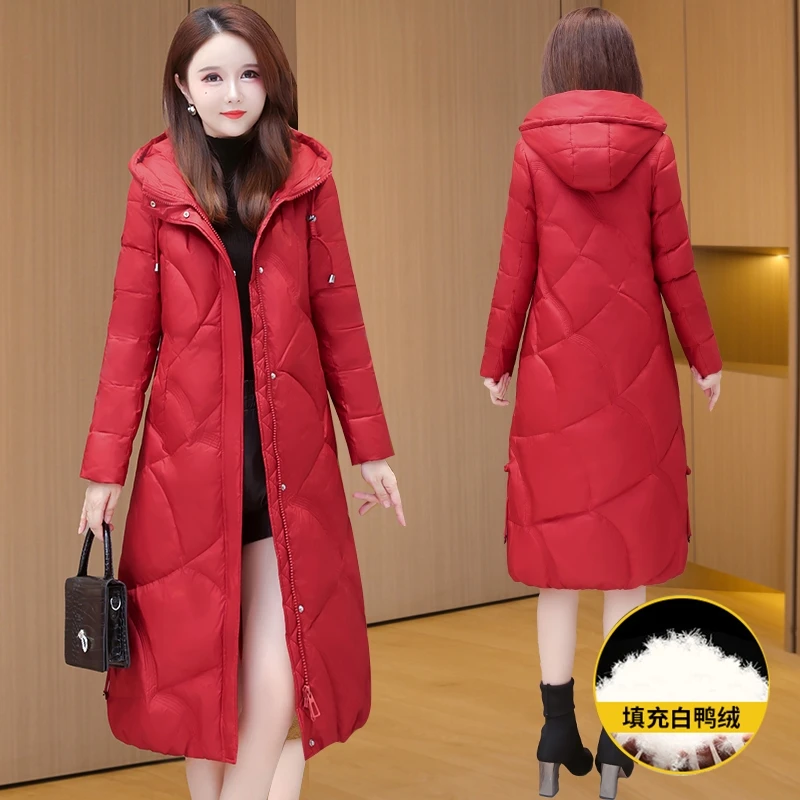九江新年红色羽绒服女冬季2023新款时尚洋气高端高级感中长款袄子
