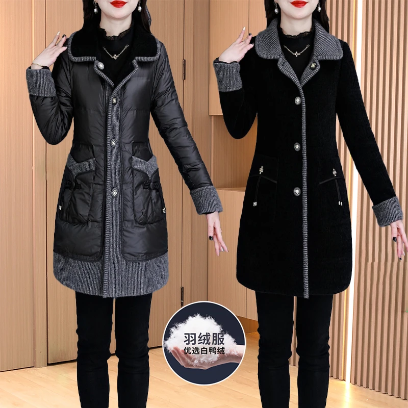 九江小个子拼接羽绒服女冬2025新款气质高级感时尚洋气中长款袄子