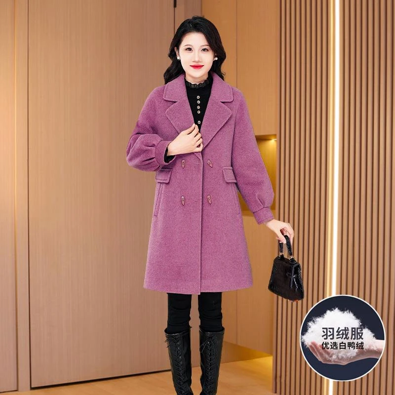 九江平湖时尚洋气羽绒服女2024新款冬今年流行爆款中长款加厚大衣