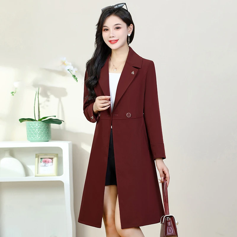 【可蓓儿】安可拉红女士中长款风衣爆款2025春季新款正品高档妈妈装