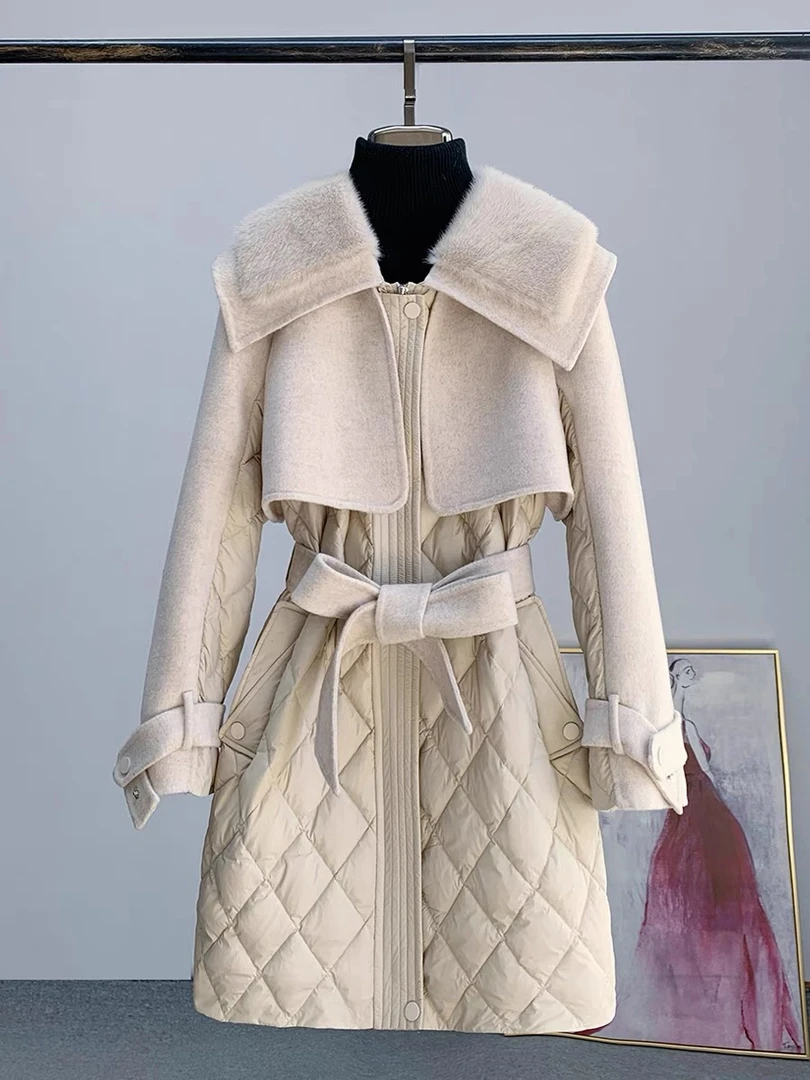 冬季水岛大毛领双面外套女中长款MUZI2022005287