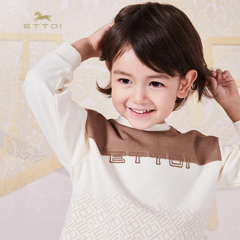 【朗姿集团】ETTOI爱多娃春秋拼接圆领男童长袖T恤打底儿童上衣