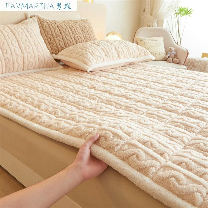 FAVMARTHA冬季加厚牛奶绒床垫褥子家用双人折叠塔芙绒床褥宿舍单