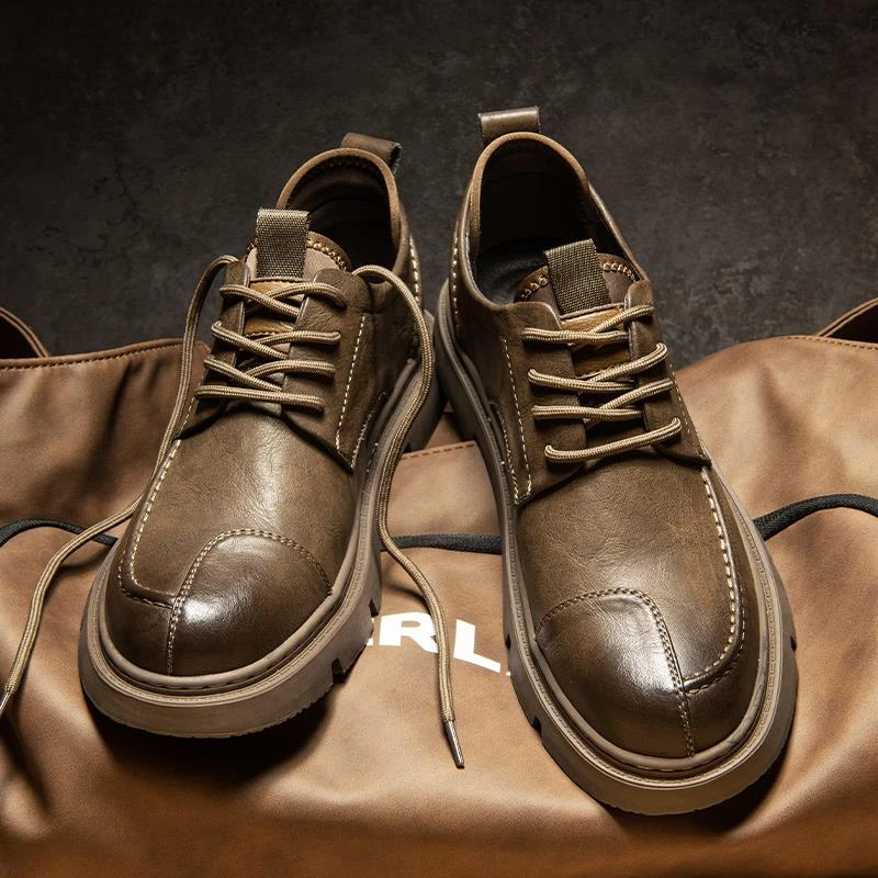 FAVMARTHA休闲皮鞋男秋季英伦温州商务正装2023新款软底PU低帮