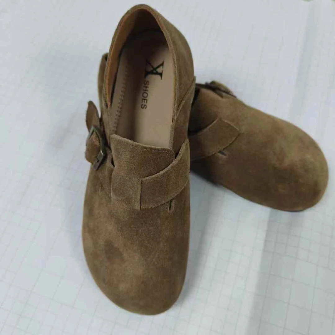 真皮2024软底勃肯博肯复古休闲新款轻奢脚蹬平底豆豆单鞋懒人时尚