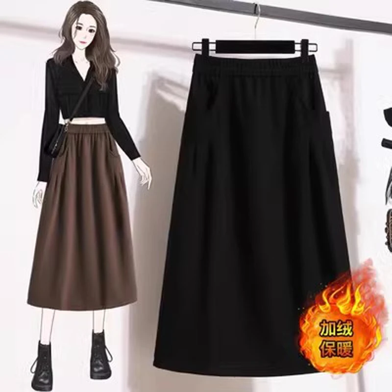 秋冬季新款半身裙大码弹力简约百搭显瘦休闲宽松型A字裙子