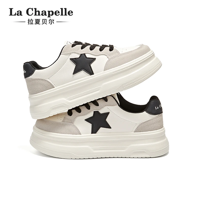 拉夏贝尔板鞋女2025年春季新款时尚潮流星星标厚底增高百搭休闲鞋