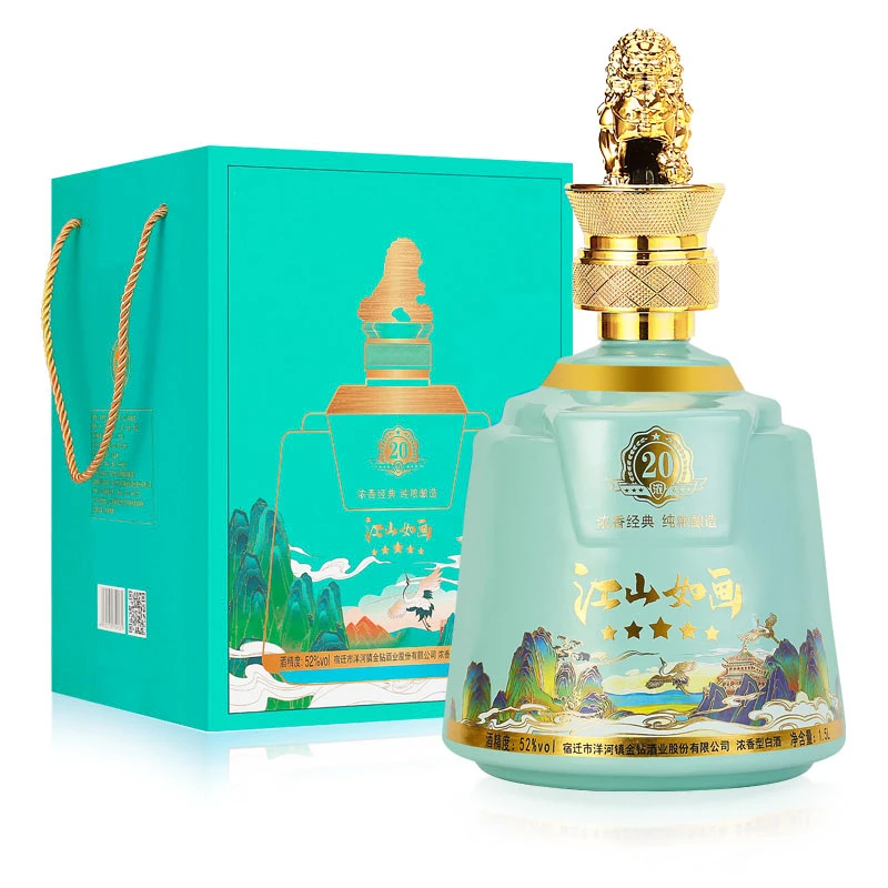 一河一村江山如画浓香型白酒52度1500ml52度1500