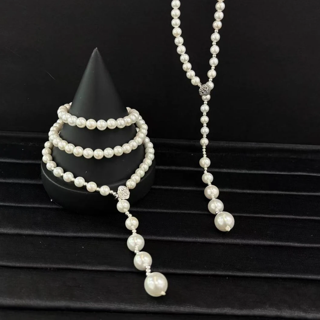 复古法式风贝珠Y字链卡6+（多样性单个发货）